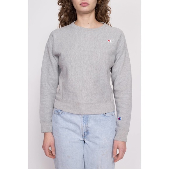 Champion Heather Grey Cropped Sweatshirt - Extra Small | Reverse Weave - Picture 2 of 9